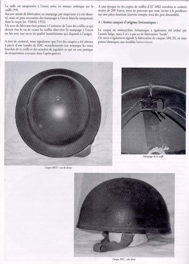 Article casques Belges.