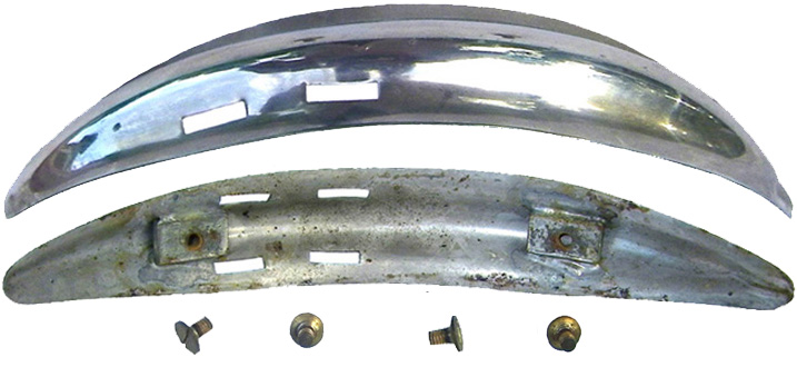 Cimier recto, verso  et ses vis de fixation.