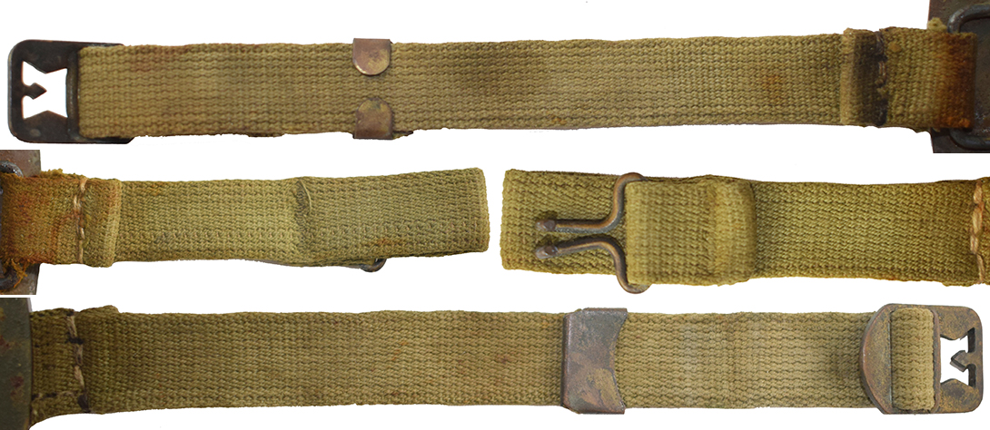 Jugulaire issue d'un casque US M-1 (envers/revers). Jugulaire issue d'un casque US M-1 (envers/revers).