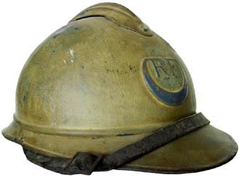 Croissant peint en bleu : Tirailleur. Croissant peint en bleu : Tirailleur.