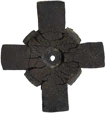 Tampon amortisseur cruciforme (envers/revers). Tampon amortisseur cruciforme (envers/revers).