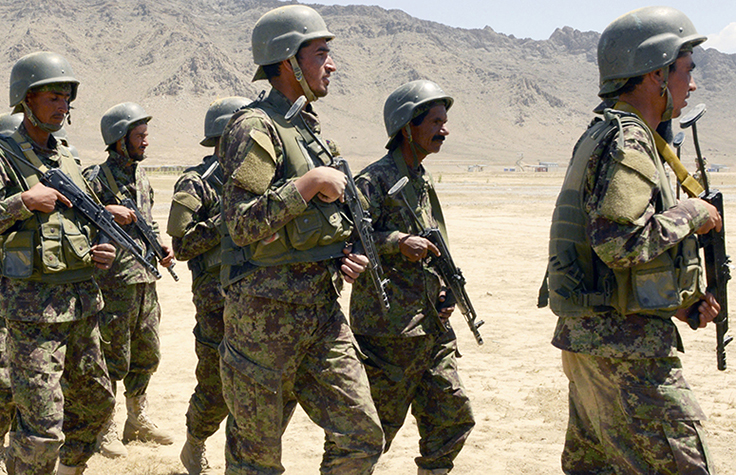Exemple d'utilisation de casques am&eacute;ricains PASGT.