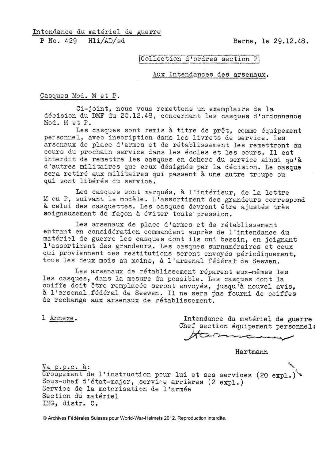 Collection d'ordres aux intendances des arsenaux.