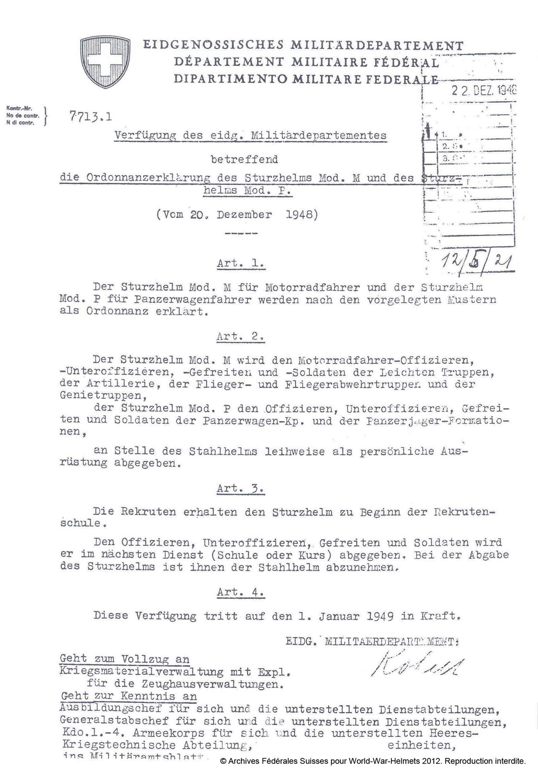 Collection d'ordres aux intendances des arsenaux.