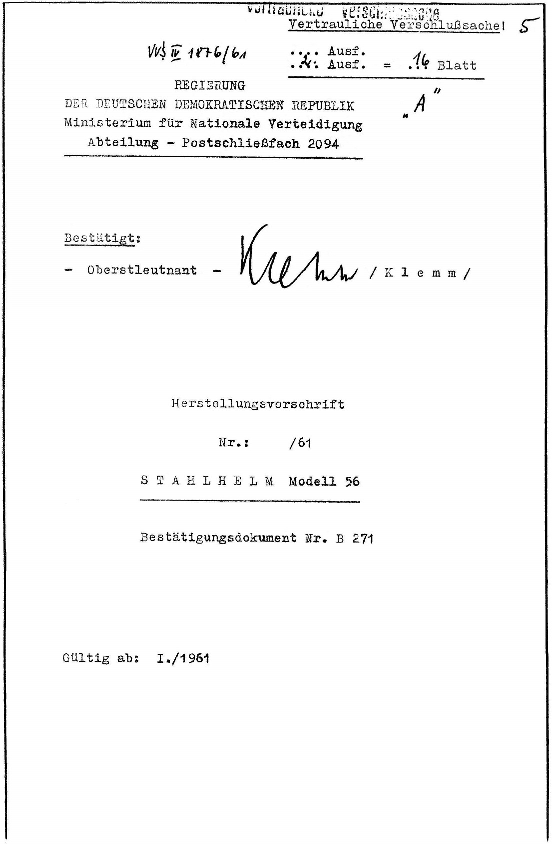 Réglement de fabrication.