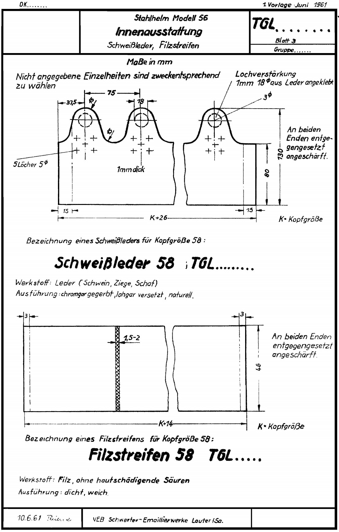 Réglement de fabrication.