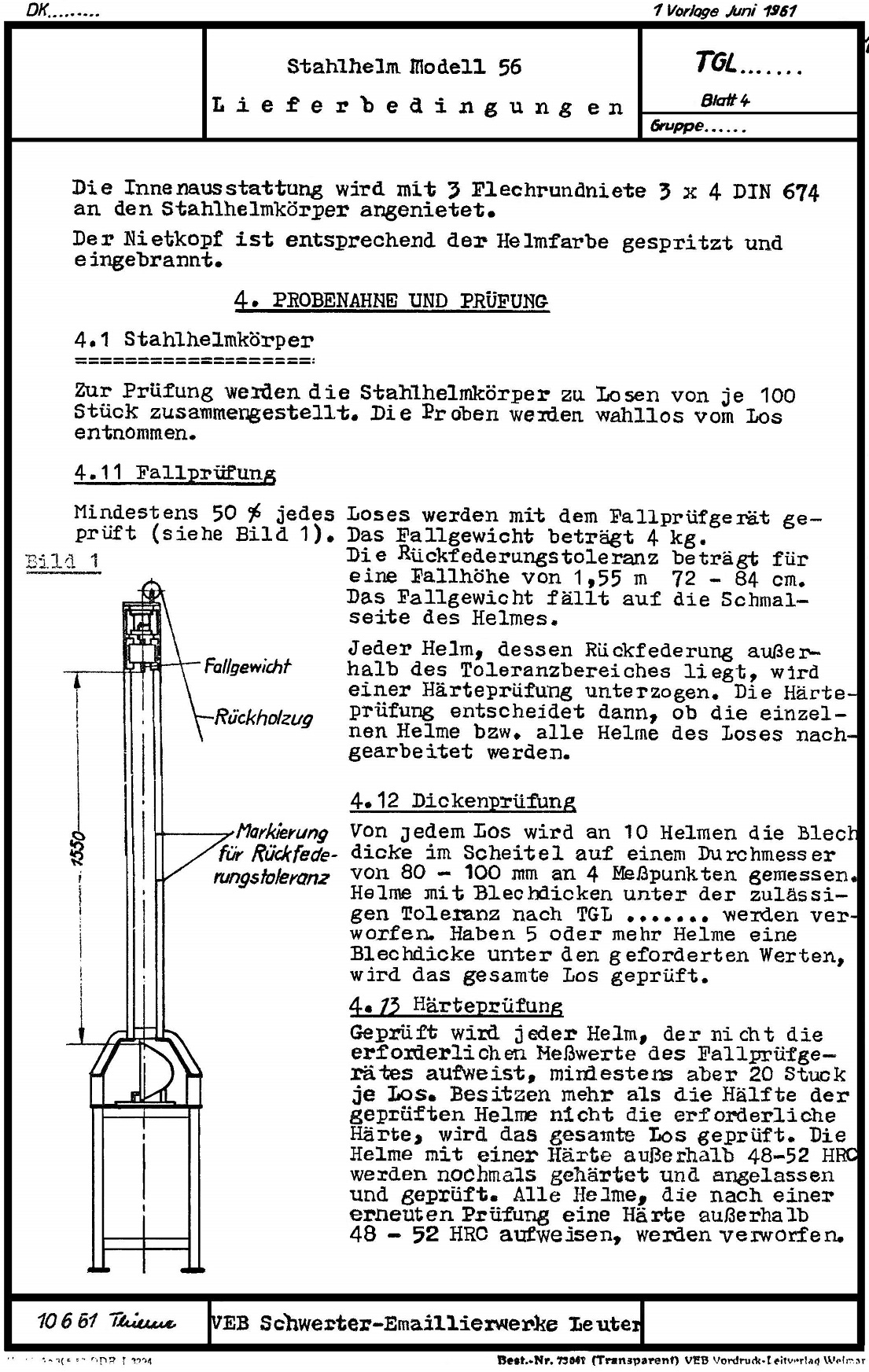 Réglement de fabrication.