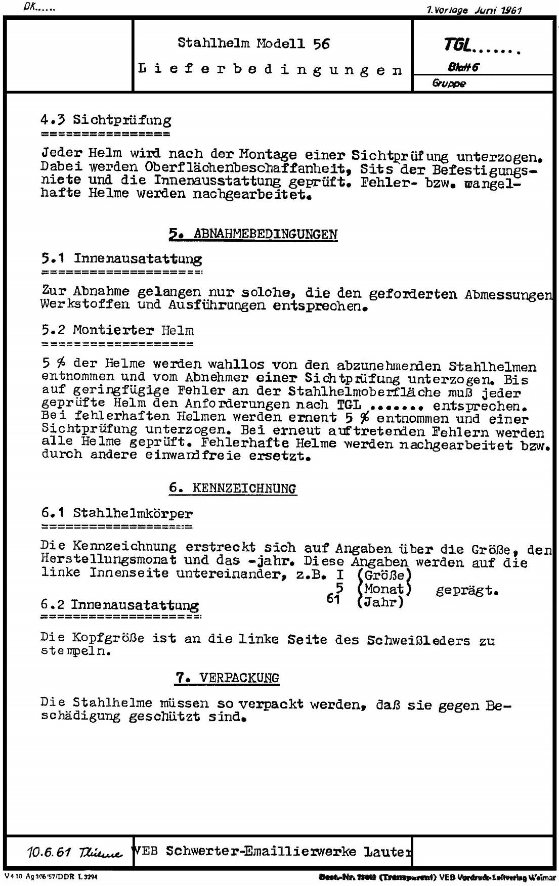 Réglement de fabrication.