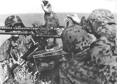 Couvre-casque Waffen SS en situation. Couvre-casque Waffen SS en situation.