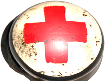 Gros plan de la croix rouge. Gros plan de la croix rouge.