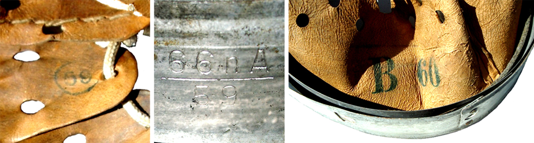 I-31 Schuberth 1940 taille 59, un nombre équivalent à la taille +1 = 60, est reporté au verso. I-31 Schuberth 1940 taille 59, un nombre équivalent à la taille +1 = 60, est reporté au verso.