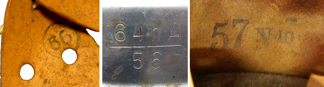 I-31 Metalleder 1940 taille 56, un nombre équivalent à la taille +1 = 57, est reporté au verso. I-31 Metalleder 1940 taille 56, un nombre équivalent à la taille +1 = 57, est reporté au verso.