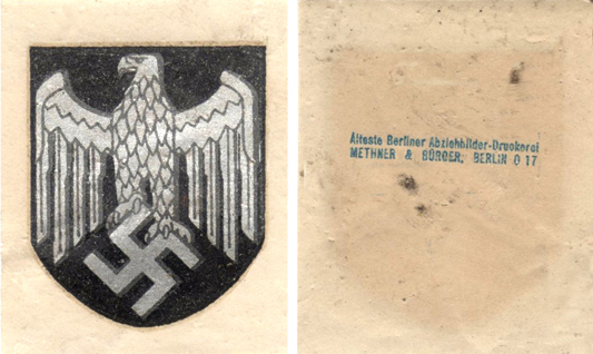 Décalcomanie par glissement, sur sa carte-support, recto-verso. Décalcomanie par glissement, sur sa carte-support, recto-verso.