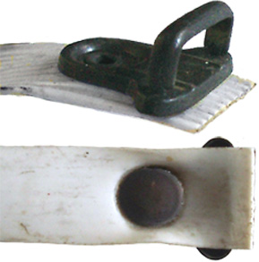 Fermeture cartable, partie femelle, recto et verso. Fermeture cartable, partie femelle, recto et verso.