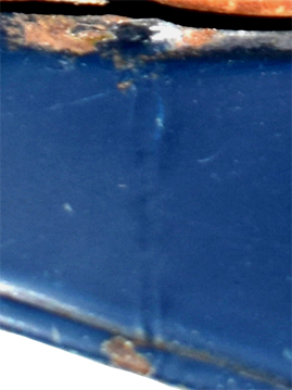 Soudure latérale (vue intérieure). Soudure latérale (vue intérieure).