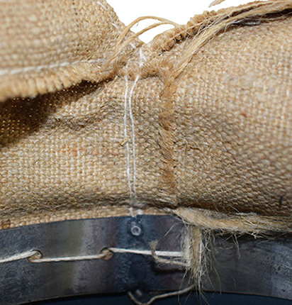 Jointure toile de la coiffe.