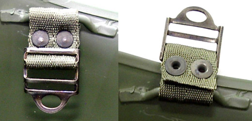 Pontets latéraux et boucles de fixation de la jugulaire.