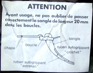 Instruction de réglage.
