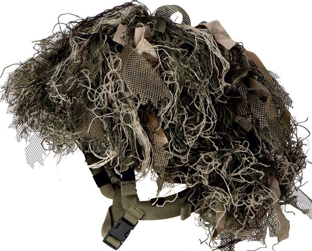 Couvre-casque type Ghillie. Couvre-casque type Ghillie.
