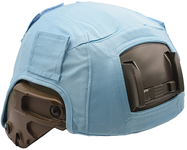 Couvre-casque bleu ONU.