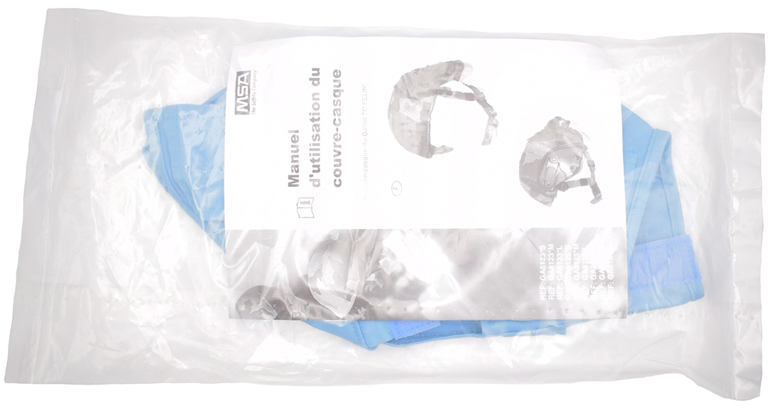 Conditionnement couvre-casque bleu ONU.