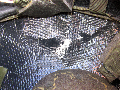 Vue intérieure de l'impact de 22 LR.