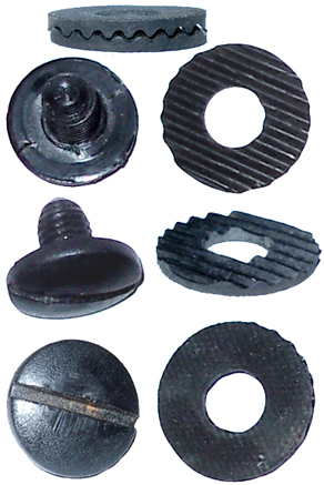 Vis et rondelles de fixation de l'écran rabattable.