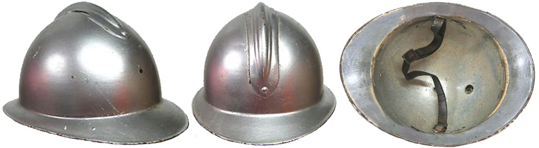 Casque du commerce en métal léger, affectant les caractéristiques d'un Mle 23. Casque du commerce en métal léger, affectant les caractéristiques d'un Mle 23.