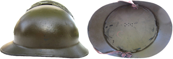Sur ce casque, de fabricant inconnu, on relève les mêmes caractéristiques que sur les Mle 26 JAPY. Sur ce casque, de fabricant inconnu, on relève les mêmes caractéristiques que sur les Mle 26 JAPY.