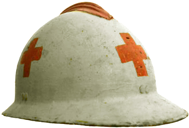 Casque à croix latérales.