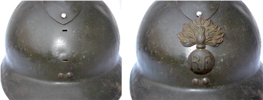 L'avant du cimier est à 72 mm de la visière, l'attribut le chevauche.