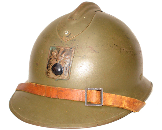 Défense passive, jugulaire en cuir.