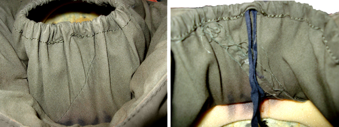 Manchon de coiffe, couture oblique.