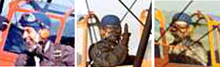 Gros plans des pilotes coiffés du Guéneau.