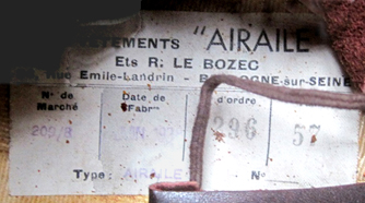 Etiquette du Casque Airaile type 11, fabrication Ets Le Bozec.