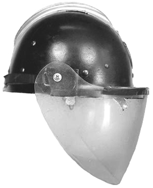 1er modèle de visière vue de face et de côté. 1er modèle de visière vue de face et de côté.