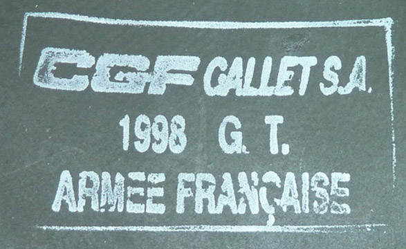 Marquage du fabricant CGF Gallet de 1998, GT. Marquage du fabricant CGF Gallet de 1998, GT.