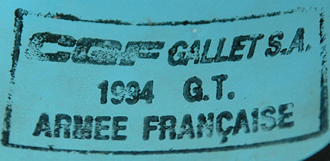 CGF Gallet, marquage noir sur casque bleu, en 1993 et 1994 uniquement. CGF Gallet, marquage noir sur casque bleu, en 1993 et 1994 uniquement.