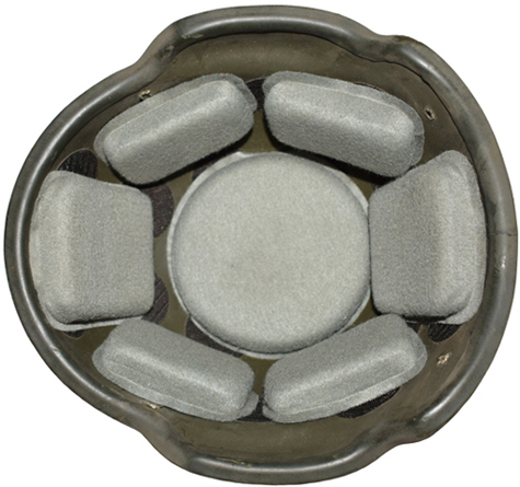 Coiffe équipée de 7 pads. Coiffe équipée de 7 pads.