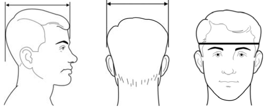 Longueur, largeur et circonférence de tête. Longueur, largeur et circonférence de tête.