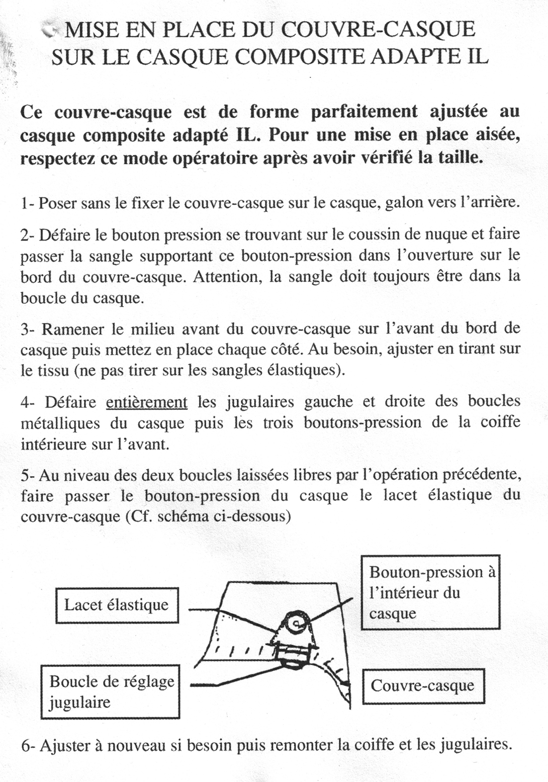 Manuel d'installation du couvre-casque.