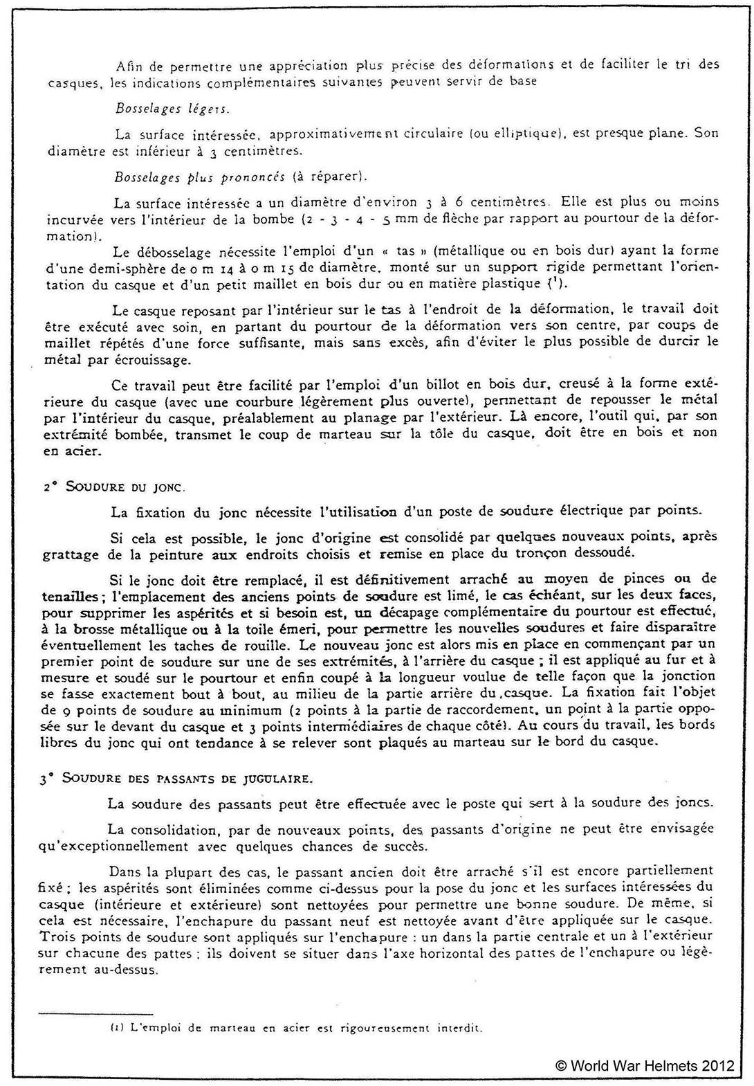 Entretien des casques modèle 51.