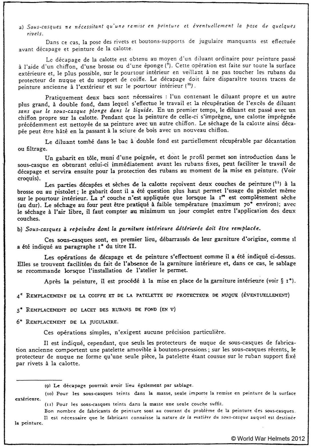 Entretien des casques modèle 51.