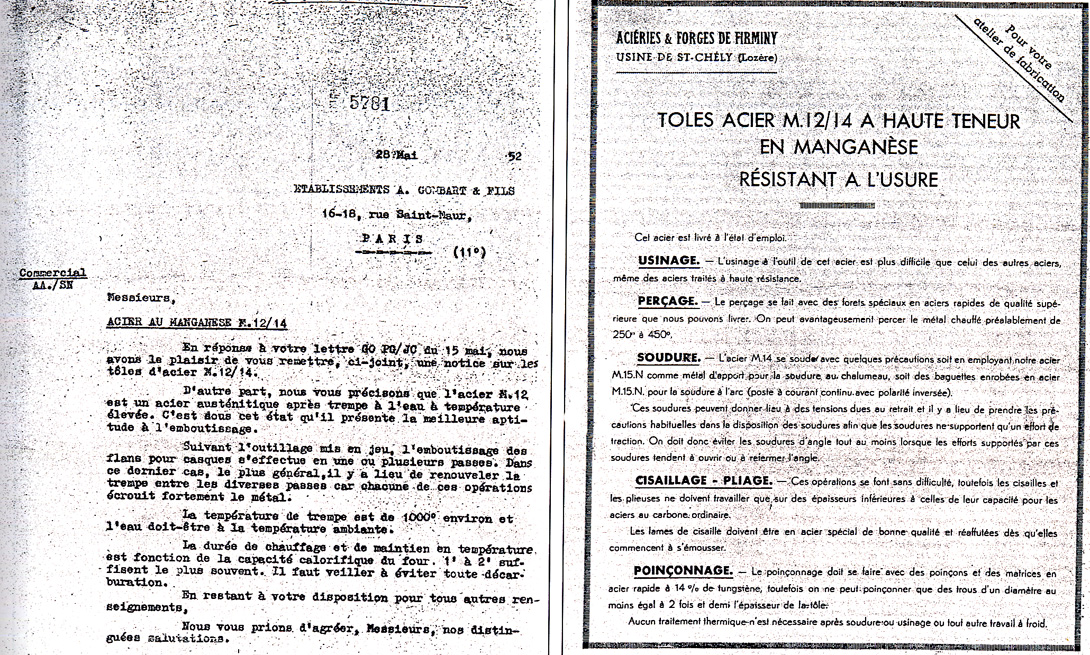 Notice remise aux Ets A.Gombard & fils (AG) en 1952. Notice remise aux Ets A.Gombard & fils (AG) en 1952.