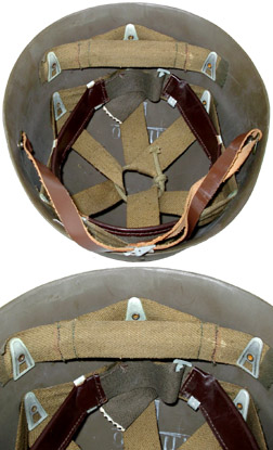 Sous-casque de type2 kaki (cuir marron).