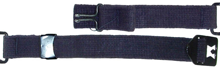 Jugulaire Mle 51 en sangle de toile bleue. Jugulaire Mle 51 en sangle de toile bleue.