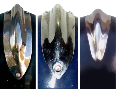 1er, 2ème et 3ème type en tôle d'acier poli et chromé.