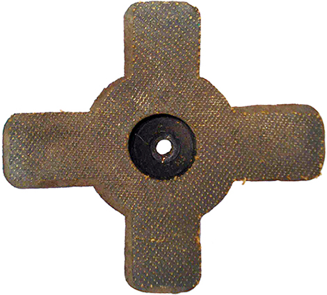 Tampon amortisseur cruciforme (envers/revers). Tampon amortisseur cruciforme (envers/revers).