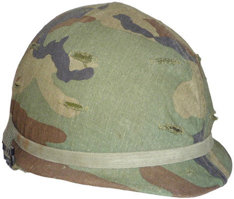 Couvre-casque monté, vue de biais.