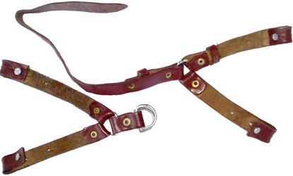 Jugulaire en cuir marron - revers.